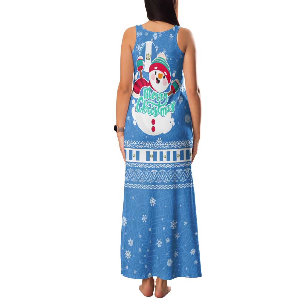 Guatemala Christmas Tank Maxi Dress with Blue Christmas Monkey Tree Snowman and Snowflake - Wonder Print Shop