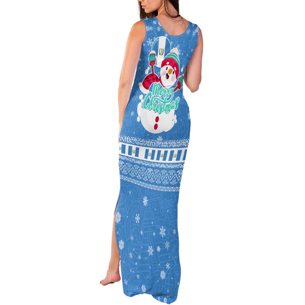 Guatemala Christmas Tank Maxi Dress with Blue Christmas Monkey Tree Snowman and Snowflake - Wonder Print Shop