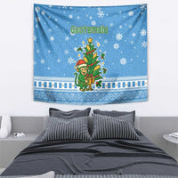 Guatemala Christmas Tapestry with Blue Christmas Monkey Tree Snowman and Snowflake - Wonder Print Shop