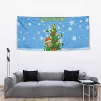 Guatemala Christmas Tapestry with Blue Christmas Monkey Tree Snowman and Snowflake - Wonder Print Shop