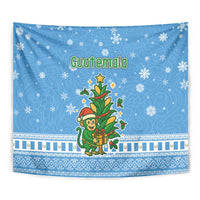 Guatemala Christmas Tapestry with Blue Christmas Monkey Tree Snowman and Snowflake - Wonder Print Shop