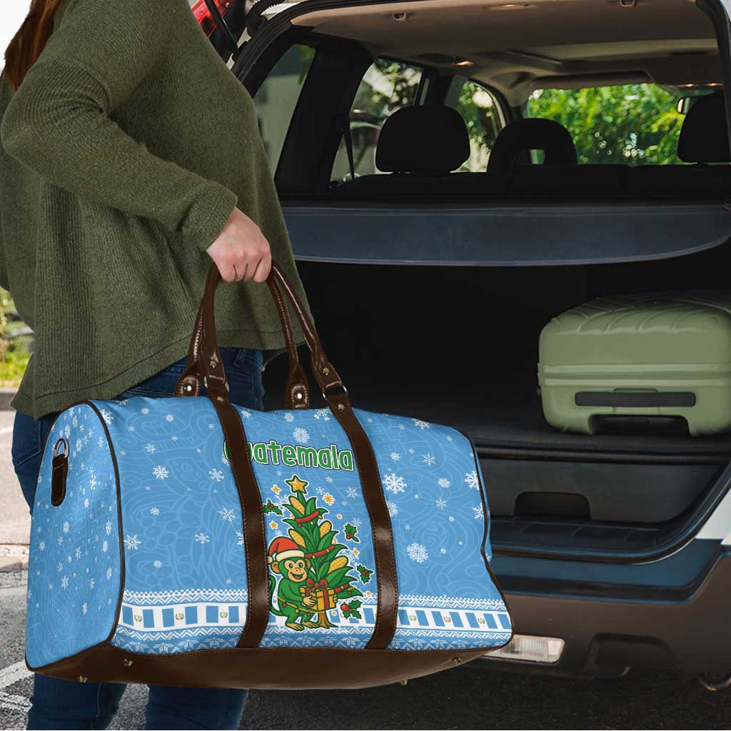 Guatemala Christmas Travel Bag with Blue Christmas Monkey Tree Snowman and Snowflake - Wonder Print Shop