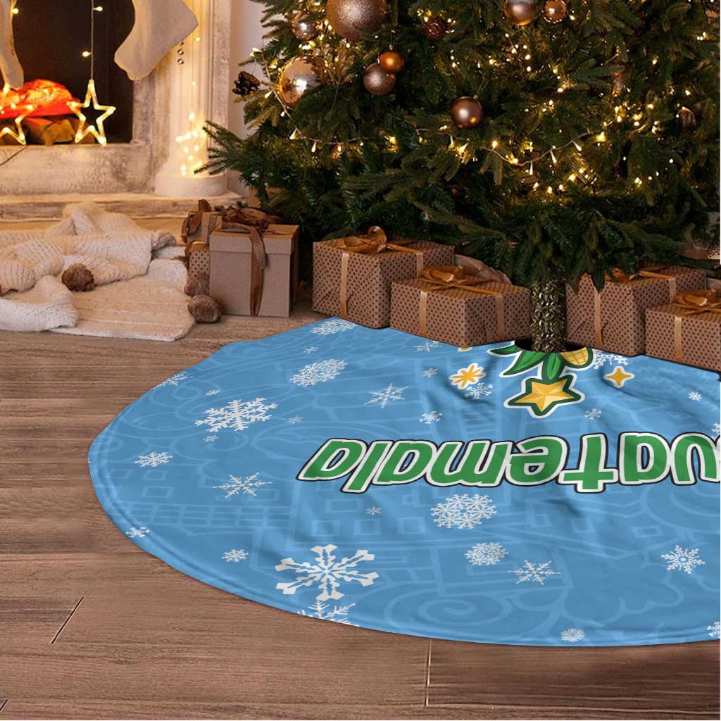 Guatemala Christmas Tree Skirt with Blue Christmas Monkey Tree Snowman and Snowflake - Wonder Print Shop