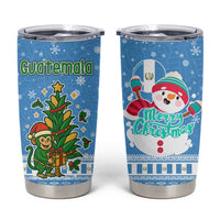 Guatemala Christmas Tumbler Cup with Blue Christmas Monkey Tree Snowman and Snowflake - Wonder Print Shop