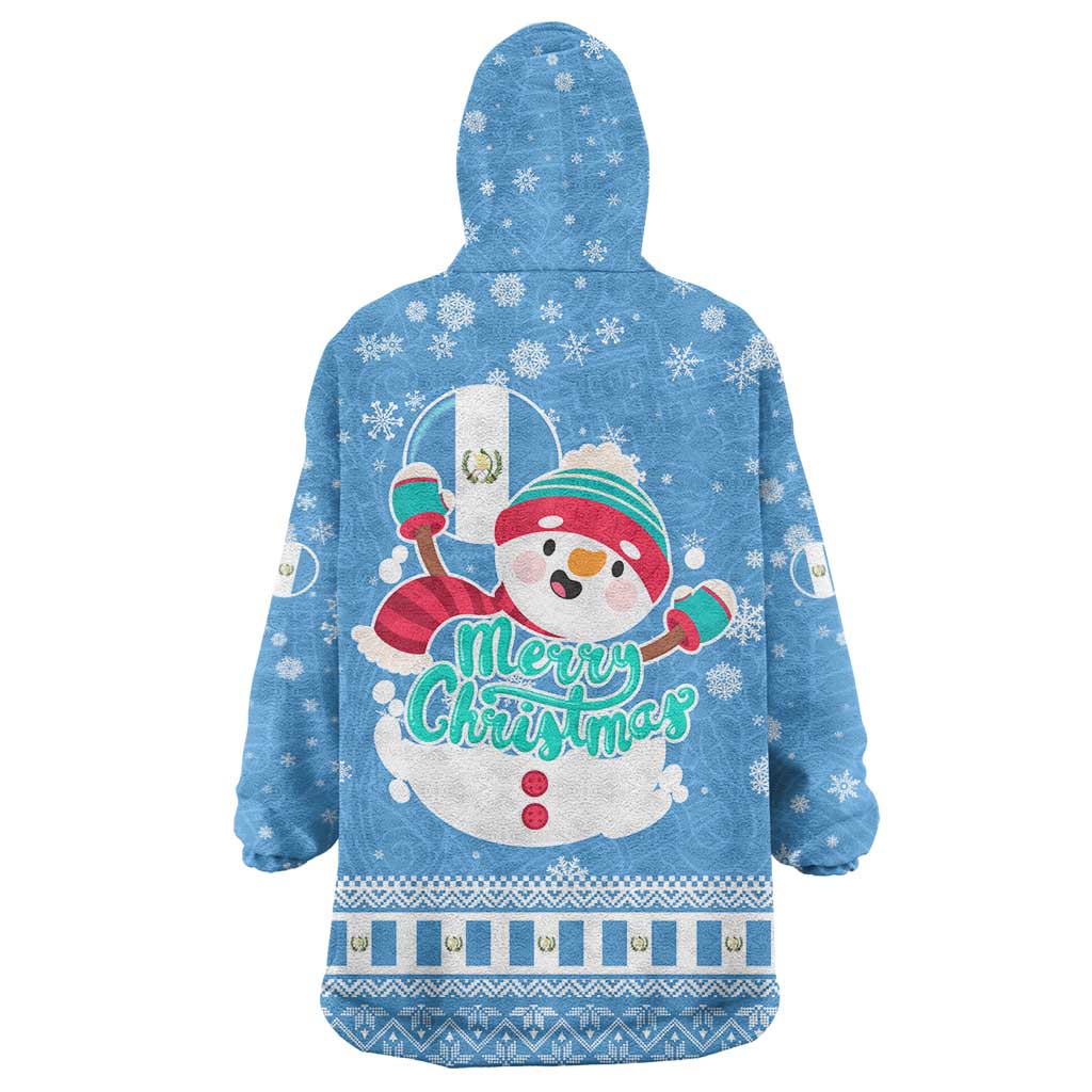 Guatemala Christmas Wearable Blanket Hoodie with Blue Christmas Monkey Tree Snowman and Snowflake - Wonder Print Shop