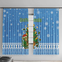 Guatemala Christmas Window Curtain with Blue Christmas Monkey Tree Snowman and Snowflake - Wonder Print Shop