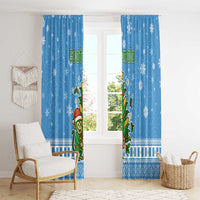 Guatemala Christmas Window Curtain with Blue Christmas Monkey Tree Snowman and Snowflake - Wonder Print Shop