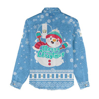Guatemala Christmas Women Casual Shirt with Blue Christmas Monkey Tree Snowman and Snowflake - Wonder Print Shop
