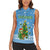 Guatemala Christmas Women Sleeveless Polo Shirt with Blue Christmas Monkey Tree Snowman and Snowflake - Wonder Print Shop