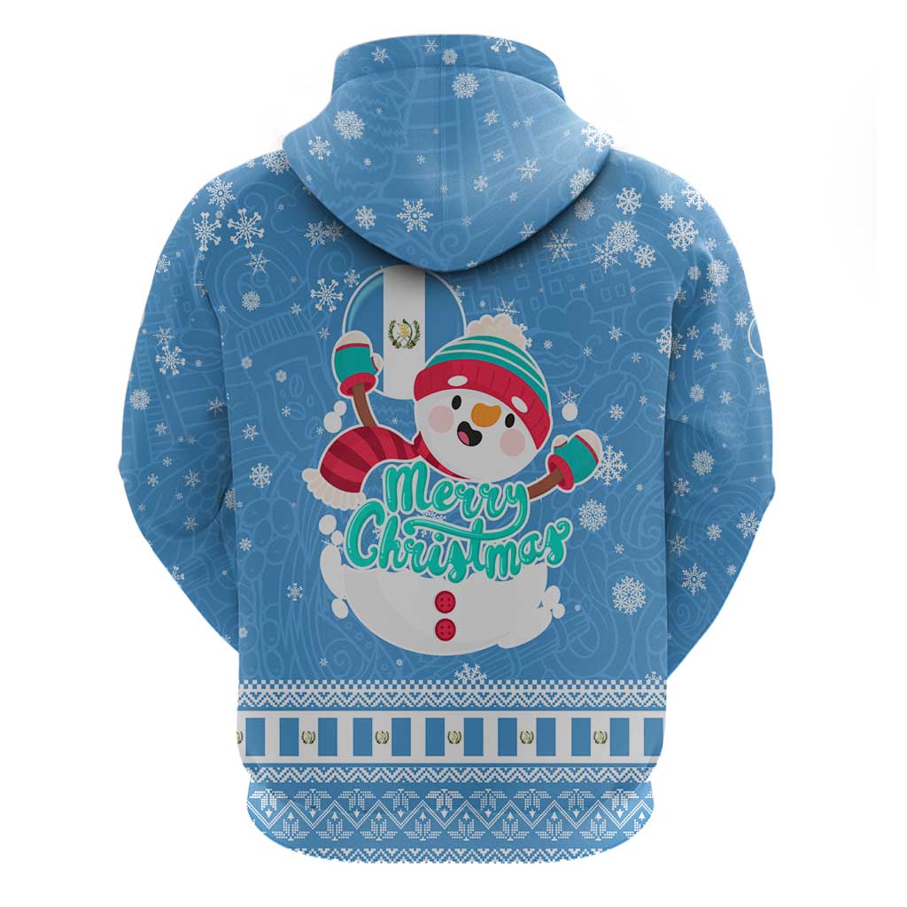 Guatemala Christmas Zip Hoodie with Blue Christmas Monkey Tree Snowman and Snowflake - Wonder Print Shop
