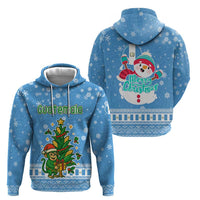 Guatemala Christmas Zip Hoodie with Blue Christmas Monkey Tree Snowman and Snowflake - Wonder Print Shop
