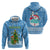 Guatemala Christmas Zip Hoodie with Blue Christmas Monkey Tree Snowman and Snowflake - Wonder Print Shop