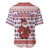 England Christmas Baseball Jersey with Red Blue White Diamond Pattern Santa and Coat of Arms - Wonder Print Shop