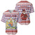 England Christmas Baseball Jersey with Red Blue White Diamond Pattern Santa and Coat of Arms - Wonder Print Shop