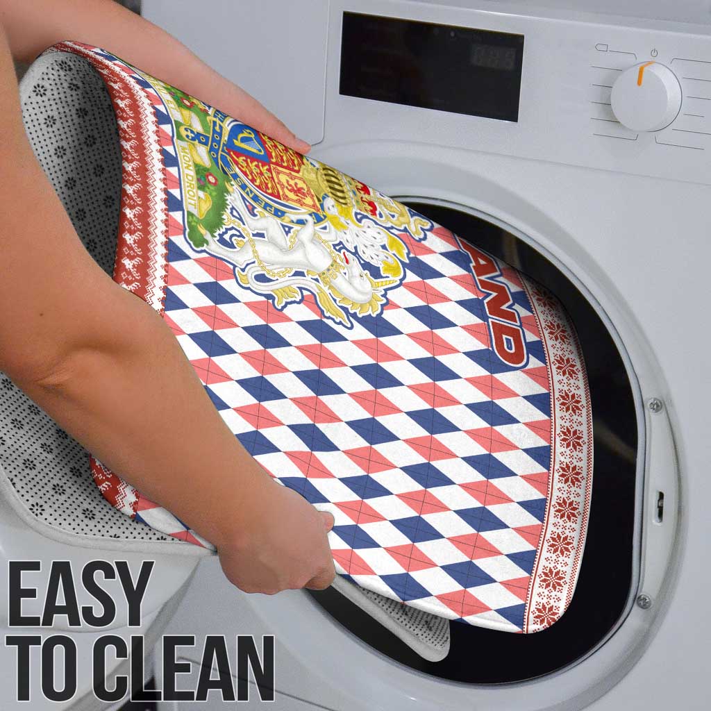 England Christmas Bathroom Set with Red Blue White Diamond Pattern Santa and Coat of Arms - Wonder Print Shop