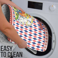 England Christmas Bathroom Set with Red Blue White Diamond Pattern Santa and Coat of Arms - Wonder Print Shop