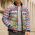 England Christmas Bomber Puffer Jacket with Red Blue White Diamond Pattern Santa and Coat of Arms - Wonder Print Shop
