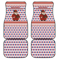 England Christmas Car Mats with Red Blue White Diamond Pattern Santa and Coat of Arms - Wonder Print Shop