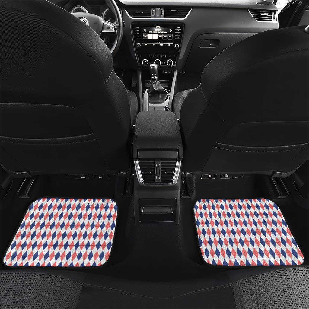 England Christmas Car Mats with Red Blue White Diamond Pattern Santa and Coat of Arms - Wonder Print Shop