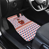 England Christmas Car Mats with Red Blue White Diamond Pattern Santa and Coat of Arms - Wonder Print Shop