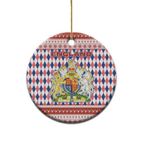 England Christmas Ceramic Ornament with Red Blue White Diamond Pattern Santa and Coat of Arms - Wonder Print Shop