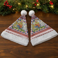 England Christmas Santa Hat with Red Blue White Diamond Pattern Santa and Coat of Arms - Wonder Print Shop