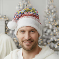 England Christmas Santa Hat with Red Blue White Diamond Pattern Santa and Coat of Arms - Wonder Print Shop