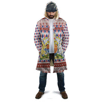 England Christmas Cloak with Red Blue White Diamond Pattern Santa and Coat of Arms - Wonder Print Shop