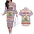 England Christmas Couples Matching Off The Shoulder Long Sleeve Dress and Hawaiian Shirt with Red Blue White Diamond Pattern Santa and Coat of Arms - Wonder Print Shop