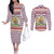 England Christmas Couples Matching Off The Shoulder Long Sleeve Dress and Long Sleeve Button Shirt with Red Blue White Diamond Pattern Santa and Coat of Arms - Wonder Print Shop
