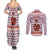 England Christmas Couples Matching Summer Maxi Dress and Long Sleeve Button Shirt with Red Blue White Diamond Pattern Santa and Coat of Arms - Wonder Print Shop