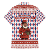 England Christmas Family Matching Mermaid Dress and Hawaiian Shirt with Red Blue White Diamond Pattern Santa and Coat of Arms - Wonder Print Shop