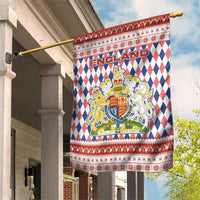 England Christmas Garden Flag with Red Blue White Diamond Pattern Santa and Coat of Arms - Wonder Print Shop
