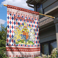 England Christmas Garden Flag with Red Blue White Diamond Pattern Santa and Coat of Arms - Wonder Print Shop