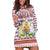England Christmas Hoodie Dress with Red Blue White Diamond Pattern Santa and Coat of Arms - Wonder Print Shop