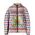 England Christmas Padded Jacket with Red Blue White Diamond Pattern Santa and Coat of Arms - Wonder Print Shop