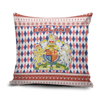 England Christmas Pillow Cover with Red Blue White Diamond Pattern Santa and Coat of Arms - Wonder Print Shop