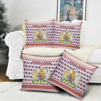 England Christmas Pillow Cover with Red Blue White Diamond Pattern Santa and Coat of Arms - Wonder Print Shop