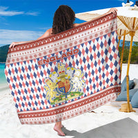 England Christmas Sarong with Red Blue White Diamond Pattern Santa and Coat of Arms - Wonder Print Shop