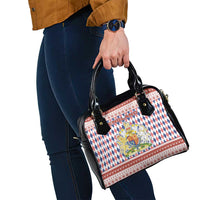 England Christmas Shoulder Handbag with Red Blue White Diamond Pattern Santa and Coat of Arms - Wonder Print Shop