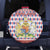 England Christmas Spare Tire Cover with Red Blue White Diamond Pattern Santa and Coat of Arms - Wonder Print Shop
