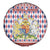 England Christmas Spare Tire Cover with Red Blue White Diamond Pattern Santa and Coat of Arms - Wonder Print Shop