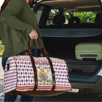 England Christmas Travel Bag with Red Blue White Diamond Pattern Santa and Coat of Arms - Wonder Print Shop