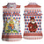 England Christmas Women Sleeveless Polo Shirt with Red Blue White Diamond Pattern Santa and Coat of Arms - Wonder Print Shop