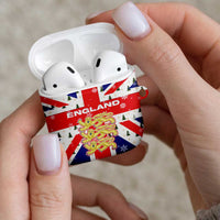 England Christmas AirPods Case with Red White Blue Santa Bus Tree and Three Lions Design - Wonder Print Shop