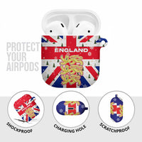 England Christmas AirPods Case with Red White Blue Santa Bus Tree and Three Lions Design - Wonder Print Shop