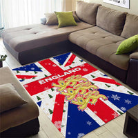 England Christmas Area Rug with Red White Blue Santa Bus Tree and Three Lions Design - Wonder Print Shop