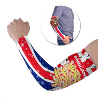 England Christmas Arm Sleeves with Red White Blue Santa Bus Tree and Three Lions Design - Wonder Print Shop