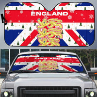 England Christmas Auto Sun Shade with Red White Blue Santa Bus Tree and Three Lions Design - Wonder Print Shop