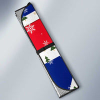 England Christmas Auto Sun Shade with Red White Blue Santa Bus Tree and Three Lions Design - Wonder Print Shop